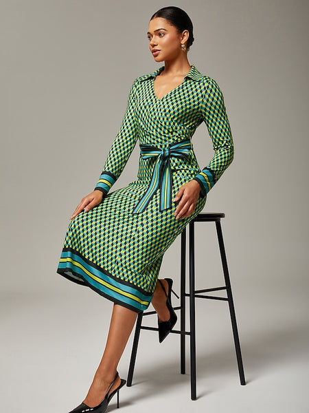 3D Geometric Stretchy Wrap Dress