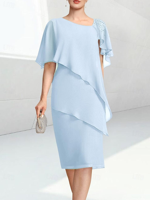 Bride Mother Beach Dress Jewel Elegant Wedding of the Sheath FashionChic