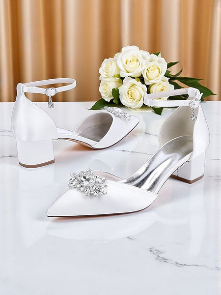 with Block Shoes Satin Burgundy Wedding Women's Heel FashionChic