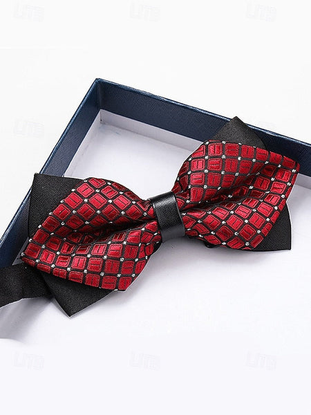 Geometric Bow with Christmas Pattern Tie Men's FashionChic