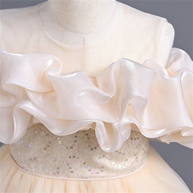Color Girl Solid Dress Girls' Flower Party Kids FashionChic