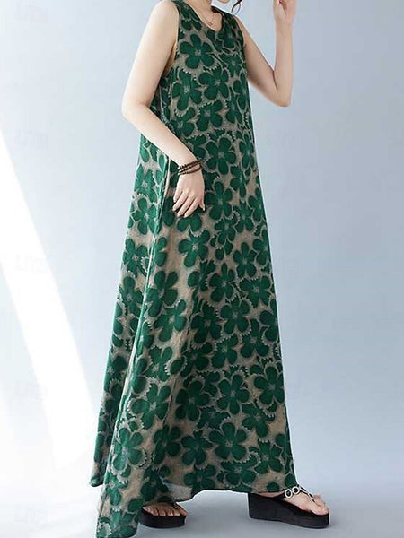 Women's Maxi Dress Cotton Blend Casual Dress Swing Dress FashionChic