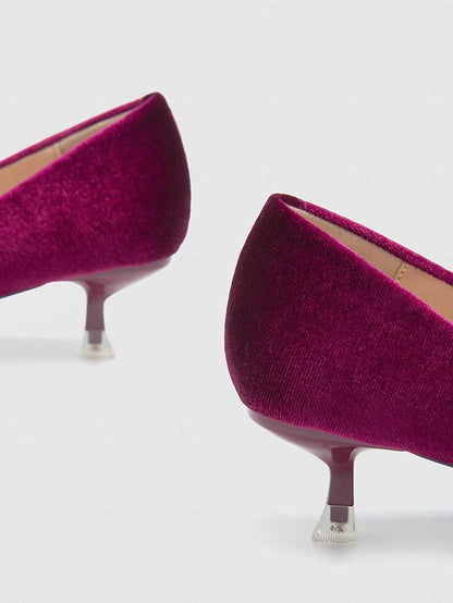 Velvet Kitten Pearl with Burgundy Bow Heel - Women's Pumps FashionChic