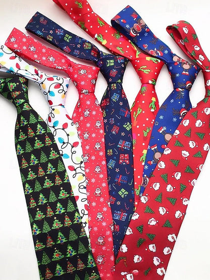 Fun Polyester Tree Men's Christmas Silk Santa – and Tie FashionChic