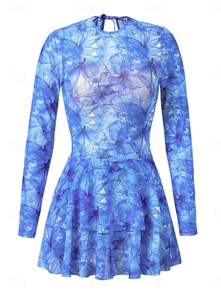 Women's One Piece Swimsuit with Skirt Boho Dress Tummy FashionChic