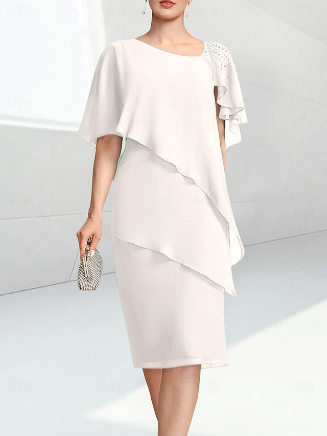 Bride Mother Beach Dress Jewel Elegant Wedding of the Sheath FashionChic