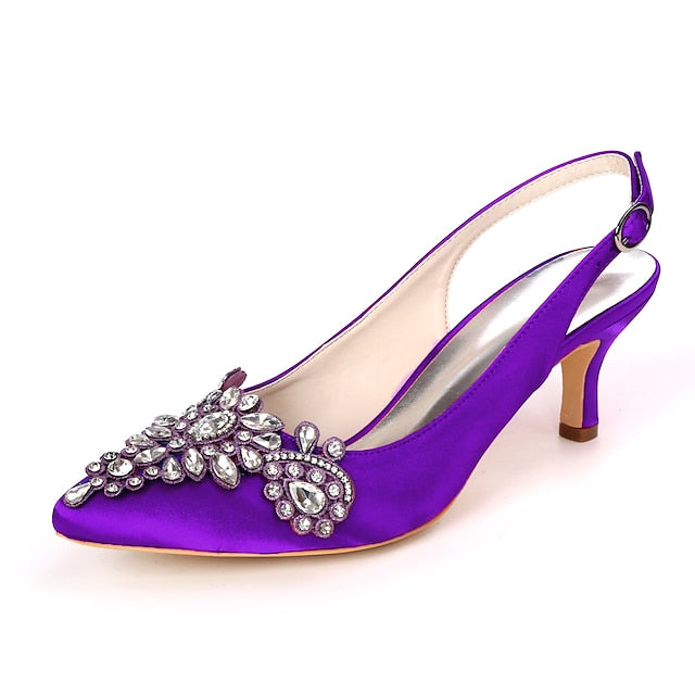 Heels Women Slingback - for Crystal Beige Embellishment with FashionChic