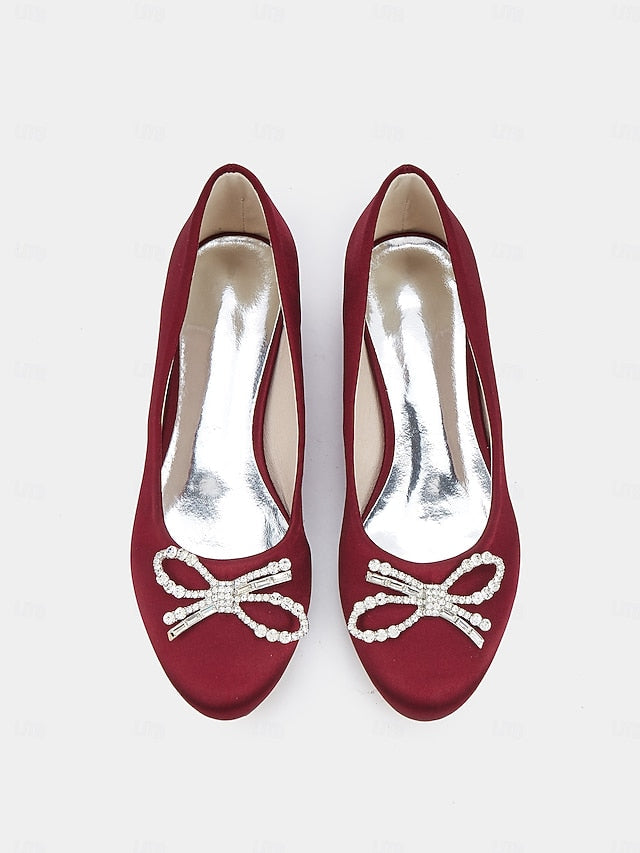 Embellished Rhinestone - Flats Women's Bow Round-Toe FashionChic