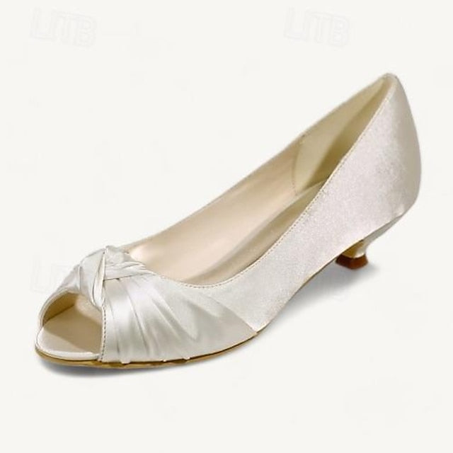 Kitten Satin Elegant Peep-Toe Heels Women's Pink - Blush FashionChic