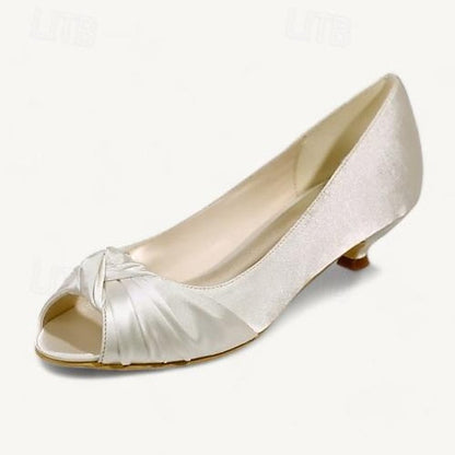 Kitten Satin Elegant Peep-Toe Heels Women's Pink - Blush FashionChic