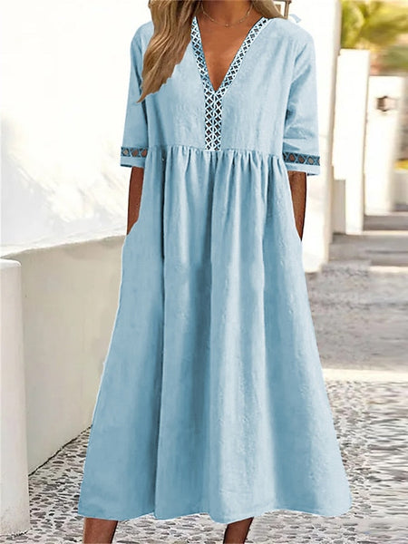 Women's Midi Dress 100% Cotton Cotton Linen Dresses Casual FashionChic