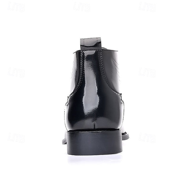 Wingtip Glossy Brogue Burgundy Leather Men's Ankle Faux FashionChic