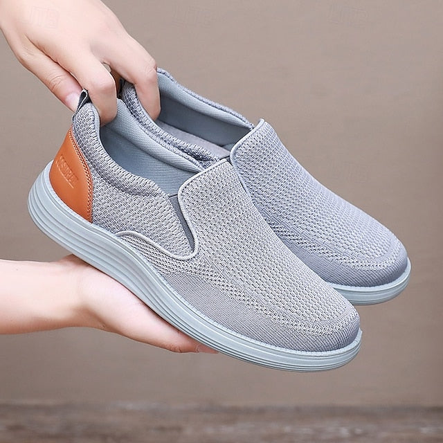 Navy Slip-On Stretch Breathable Knit Men's Sneakers – FashionChic