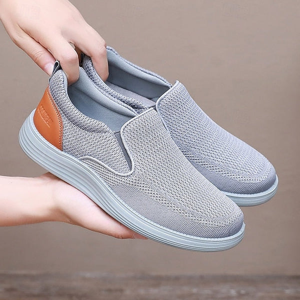 Navy Slip-On Stretch Breathable Knit Men's Sneakers – FashionChic