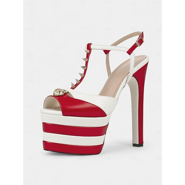 and Platform - High Metallic Gold Edgy Heels Women's Silver FashionChic