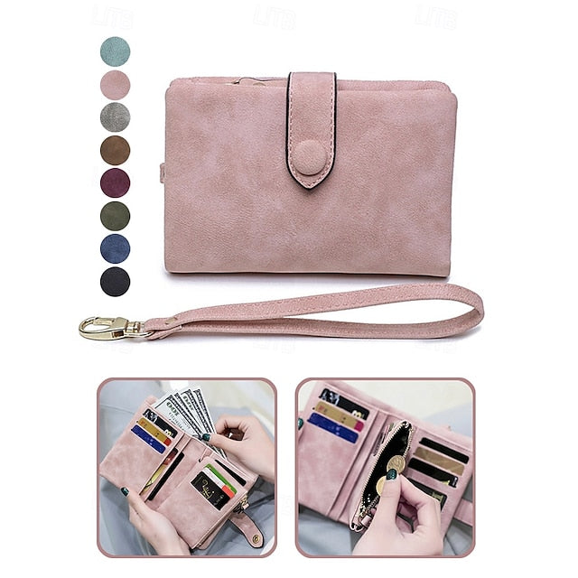 with Leather Women's Wrist Strap Faux Pink Wallet – FashionChic