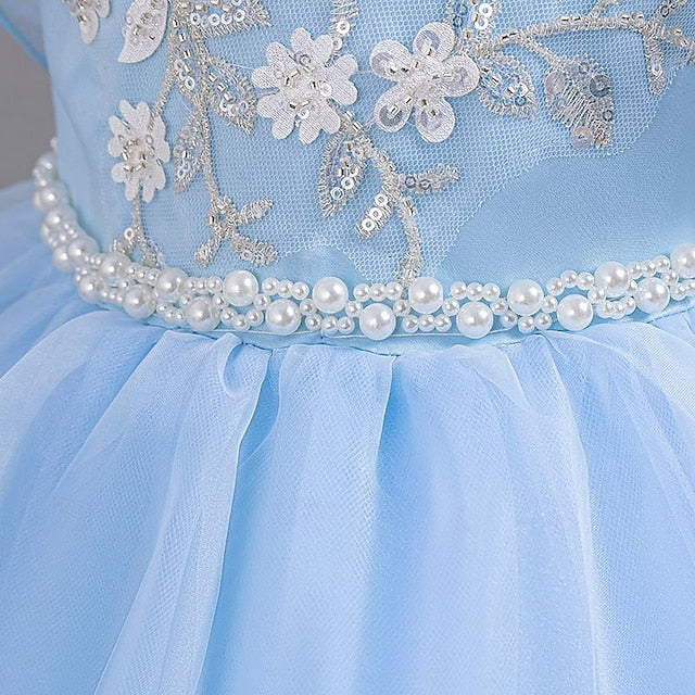 Sleeveless Wedding Floral Kids Sequin Girls' Dress Party FashionChic