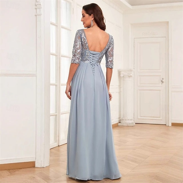 of Dress Mother Neck Elegant Simple Floor the Crew Bride FashionChic