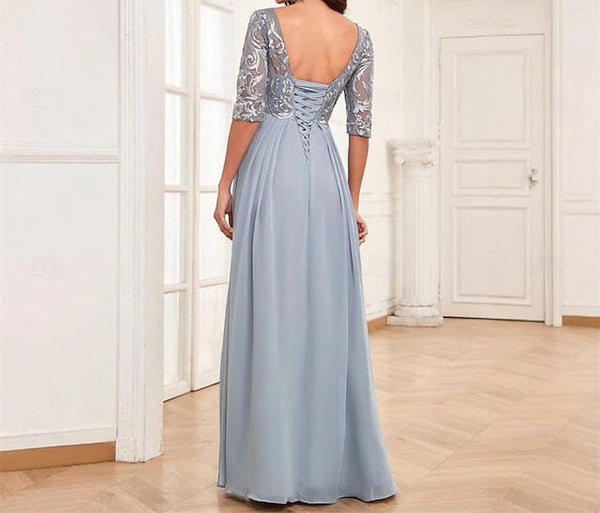 Dress Neck Crew the Mother Floor of Elegant Bride Simple FashionChic