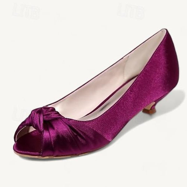 Kitten Satin Elegant Peep-Toe Heels Women's Pink - Blush FashionChic