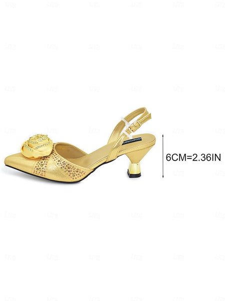 Set Women's Slingback Clutch - and Matching Gold Heels FashionChic