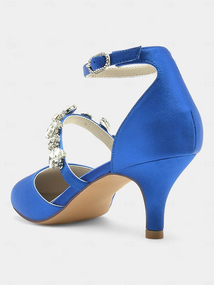 - Satin Embellishments Rhinestone Black Women's with Heels FashionChic