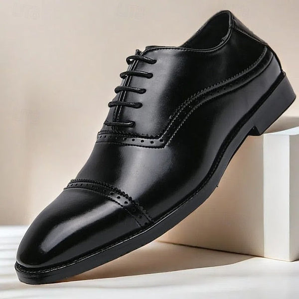 Classic Oxford – Leather Brown Shoes Men's Faux Brogue FashionChic