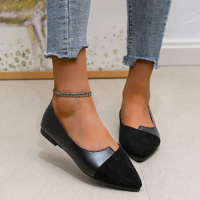 – Elegant Two-Tone Toe Flats Slip-On Women's Pointed FashionChic