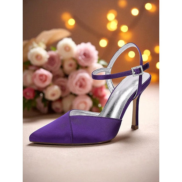 Women's Green - Ankle Strap Heels Satin with Stiletto FashionChic