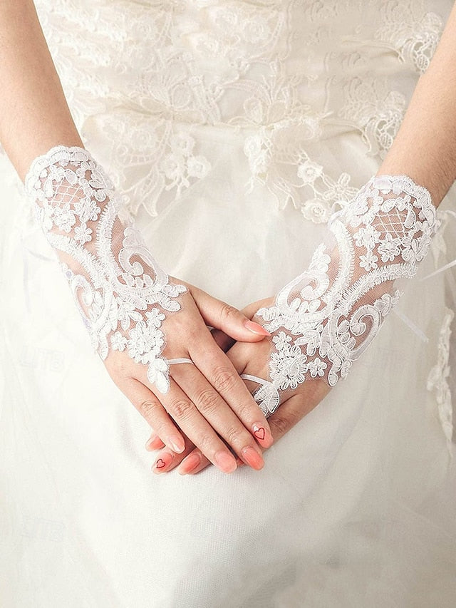Gloves Vintage White Lace Bridal Elegant – Wedding Fingerless FashionChic