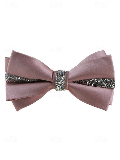 Tie Elegant with – Embellishment Satin Burgundy Bow Crystal FashionChic