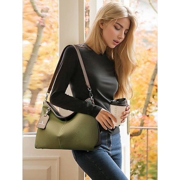 Bag Brown Hobo Leather Faux with Accents Green FashionChic