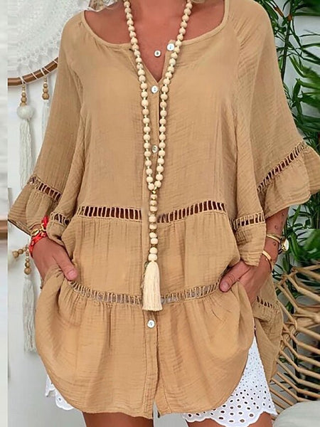 Women's Mini Dress Shift Dress Ruffle Dress Puff Sleeve