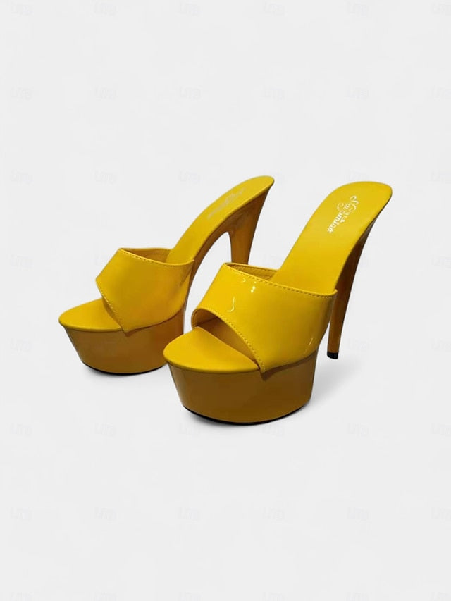 High Leather Women's Heels Patent Red Platform with FashionChic