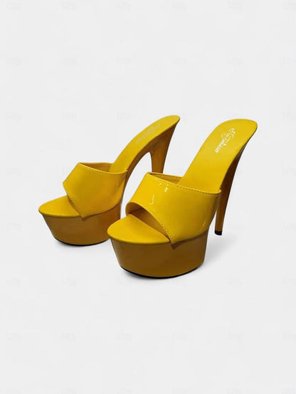 High Leather Women's Heels Patent Red Platform with FashionChic