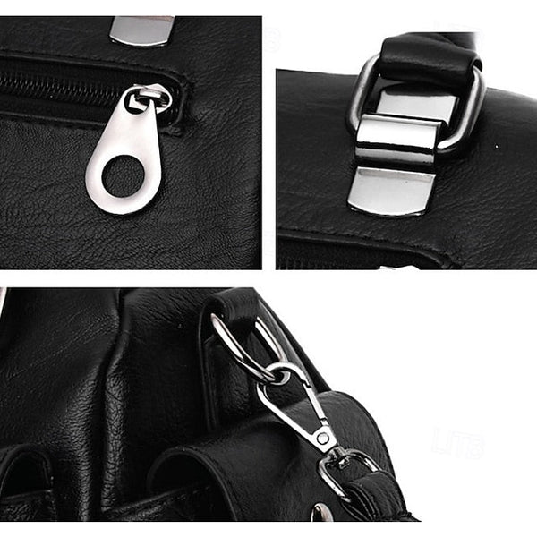 Stylish Large – Women's Blue Leather Handbag Faux FashionChic