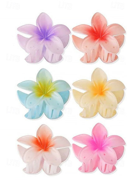 Clips Flower Plumeria Hair – Resin Tropical 6PCS Hawaiian FashionChic