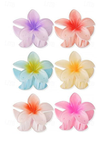 Clips Flower Plumeria Hair – Resin Tropical 6PCS Hawaiian FashionChic