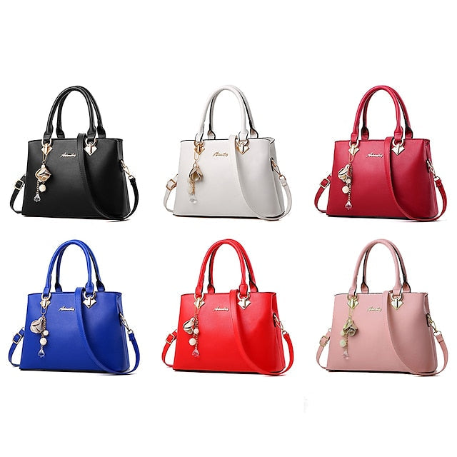 White Faux Handbag Gold Women's with Elegant Leather FashionChic
