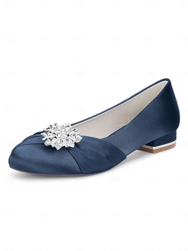 Elegant Flats White – Satin Wedding Women's Crystal FashionChic