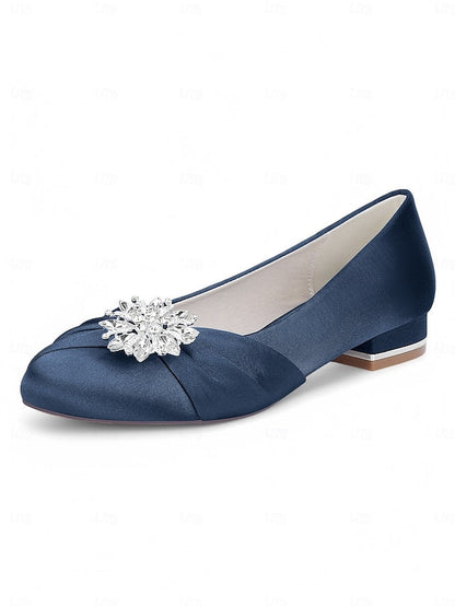 Elegant Flats White – Satin Wedding Women's Crystal FashionChic