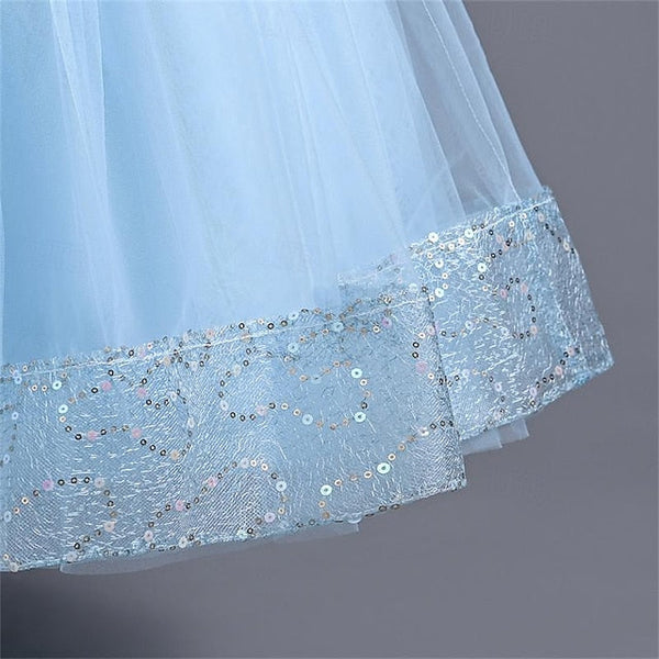 Solid Color Flower Girls' Girl Party Dress 3D FashionChic