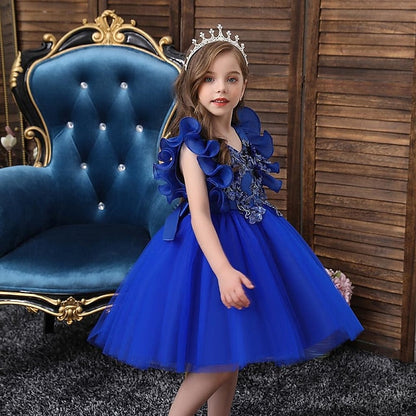 Color Dress Flower Girls' Solid Party Sequin Kids FashionChic