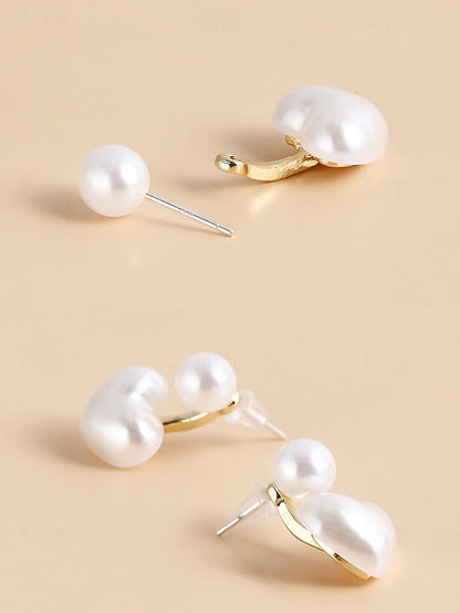 Pearl Heart-Shaped Romantic Earrings Minimalist – Drop Elegant FashionChic