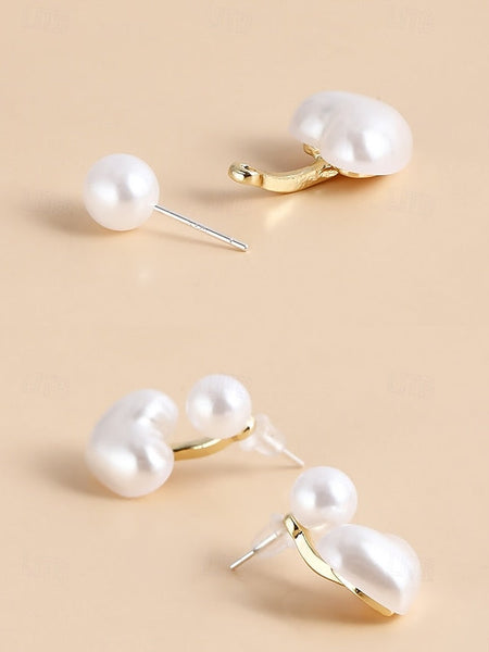 Pearl Heart-Shaped Romantic Earrings Minimalist – Drop Elegant FashionChic