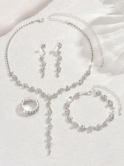 – Jewelry Gold Elegant Rhinestone Set Necklace FashionChic