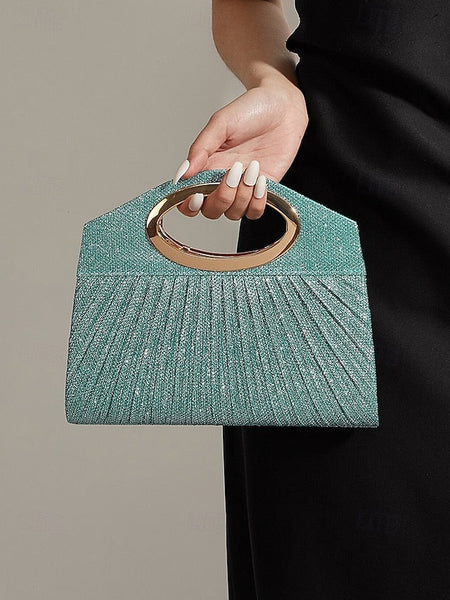 Gold Glitter Women's Clutch Bag with Handle Evening FashionChic