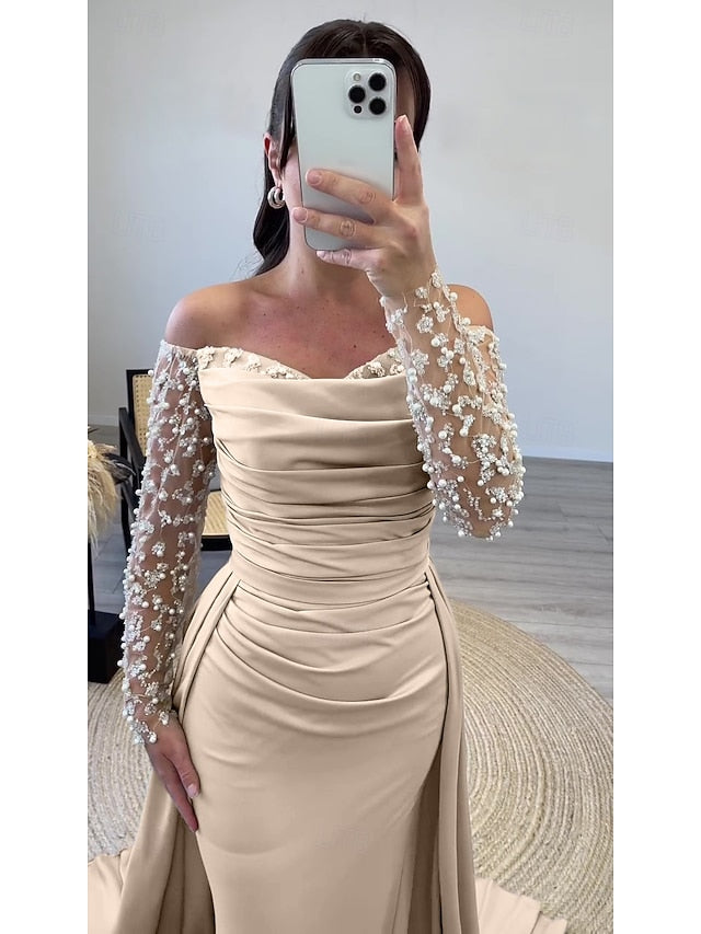 Elegant Long Gown Floor Sheath Length Evening Dress Formal FashionChic