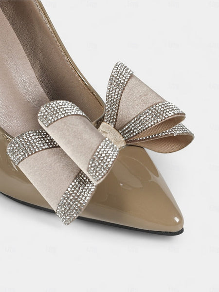 Toe Women's Nude - High Pumps Patent Heel Leather Pointed FashionChic