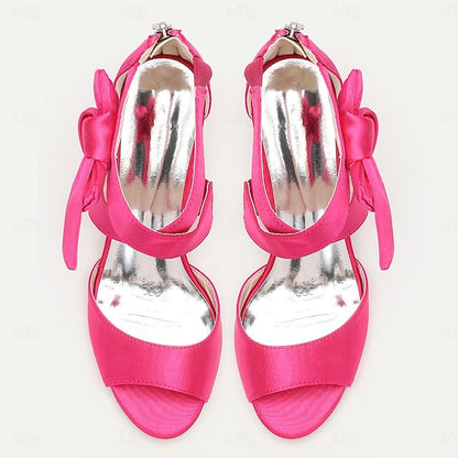 Heel Women's Bowknot Shoes Open Wedding Bridal Kitten FashionChic